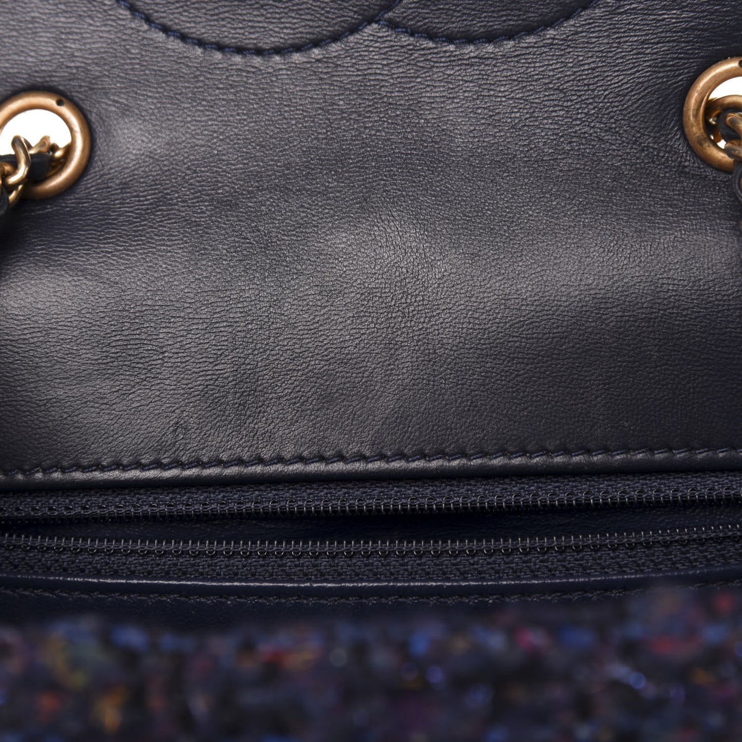 Tweed Watersnake Quilted Medium CC Filigree Flap Blue Black