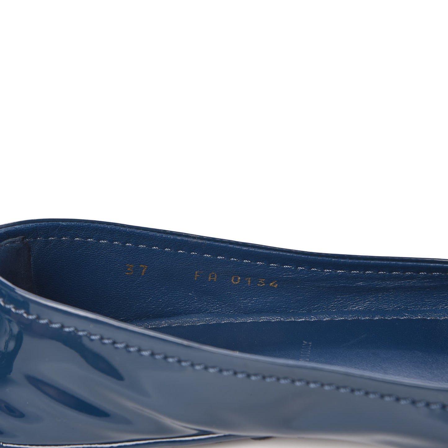 Patent Calfskin Oxford Ballerina Flats 37 Blue