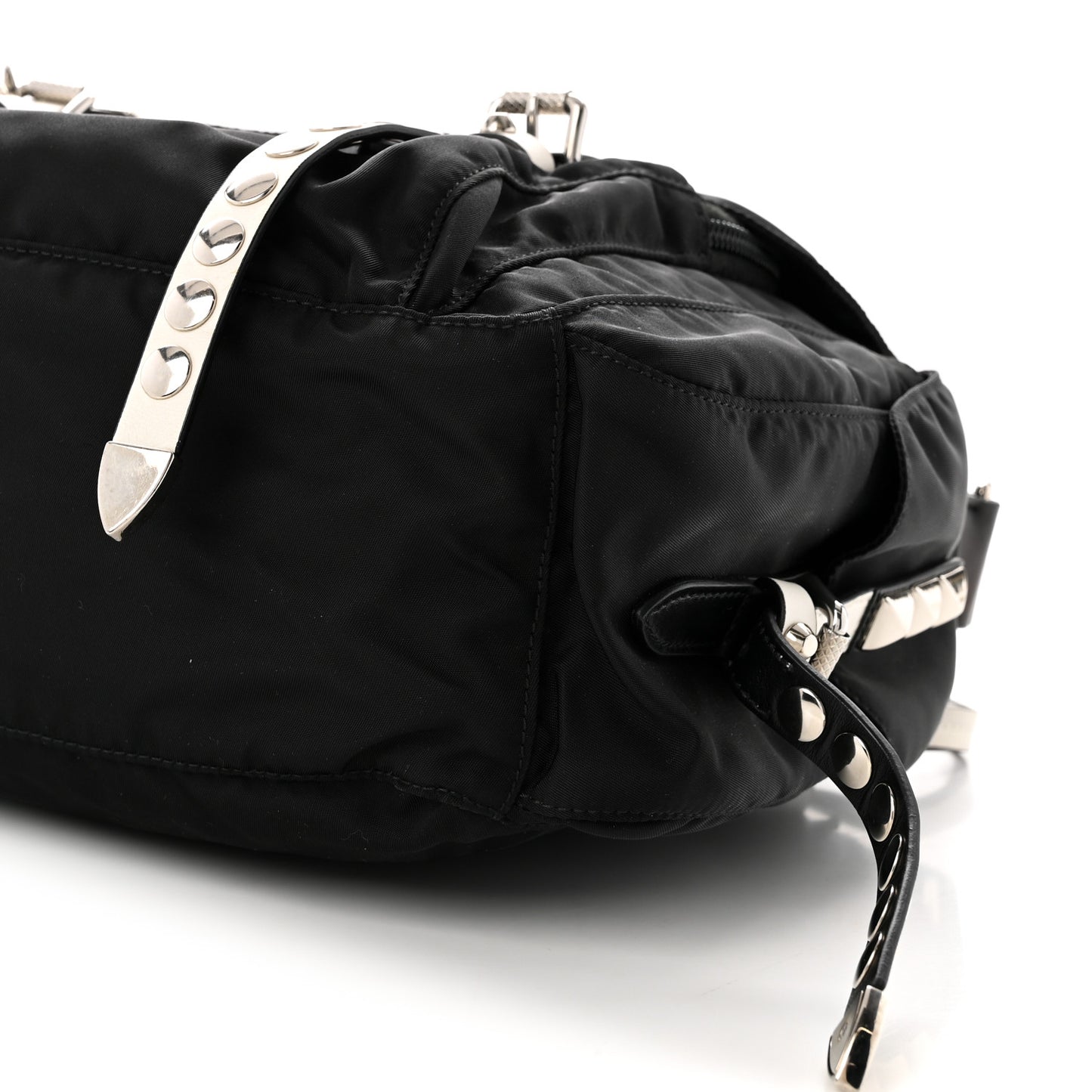 Nylon New Vela Studded Messenger Black White