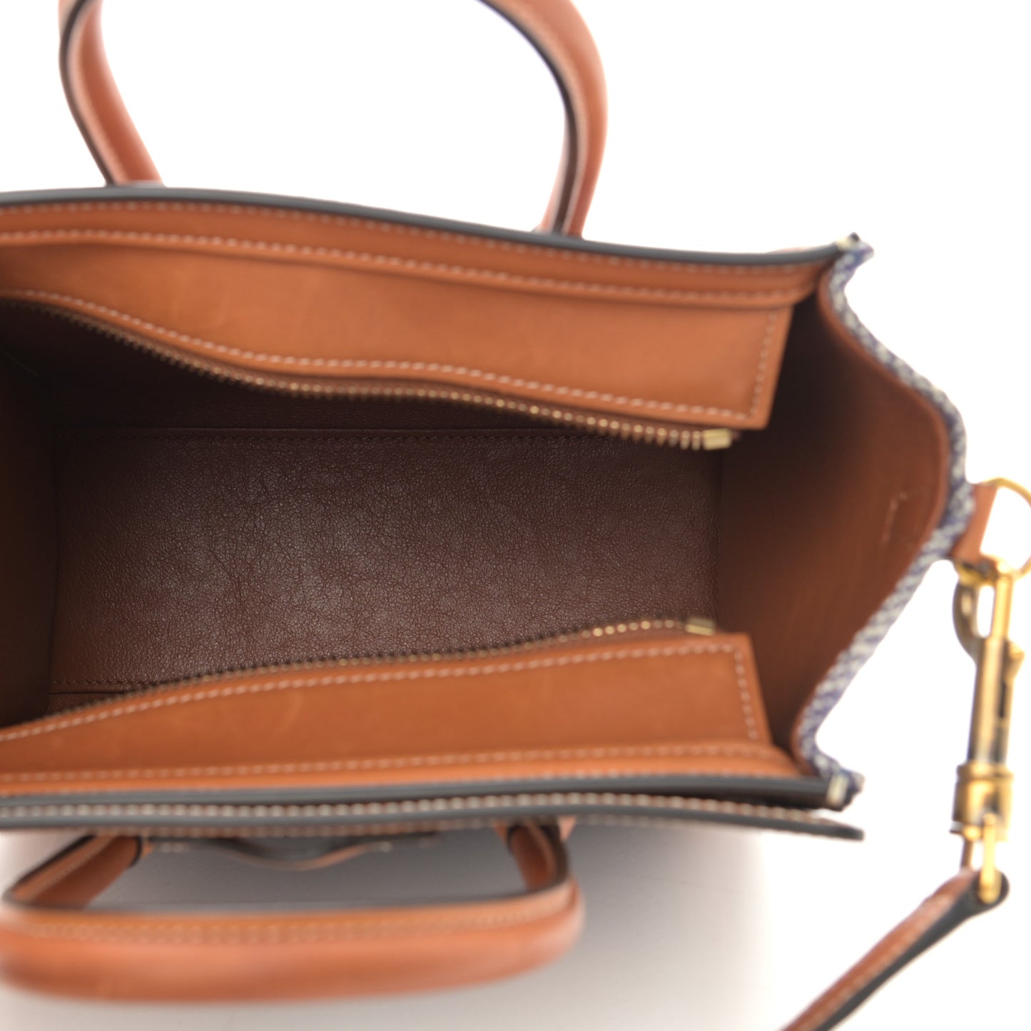 Smooth Calfskin Tweed Nano Luggage Tan