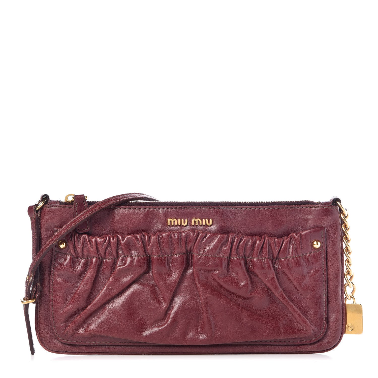 Miu Miu Nappa Lock Pocket Clutch Burgundy 1 of 13