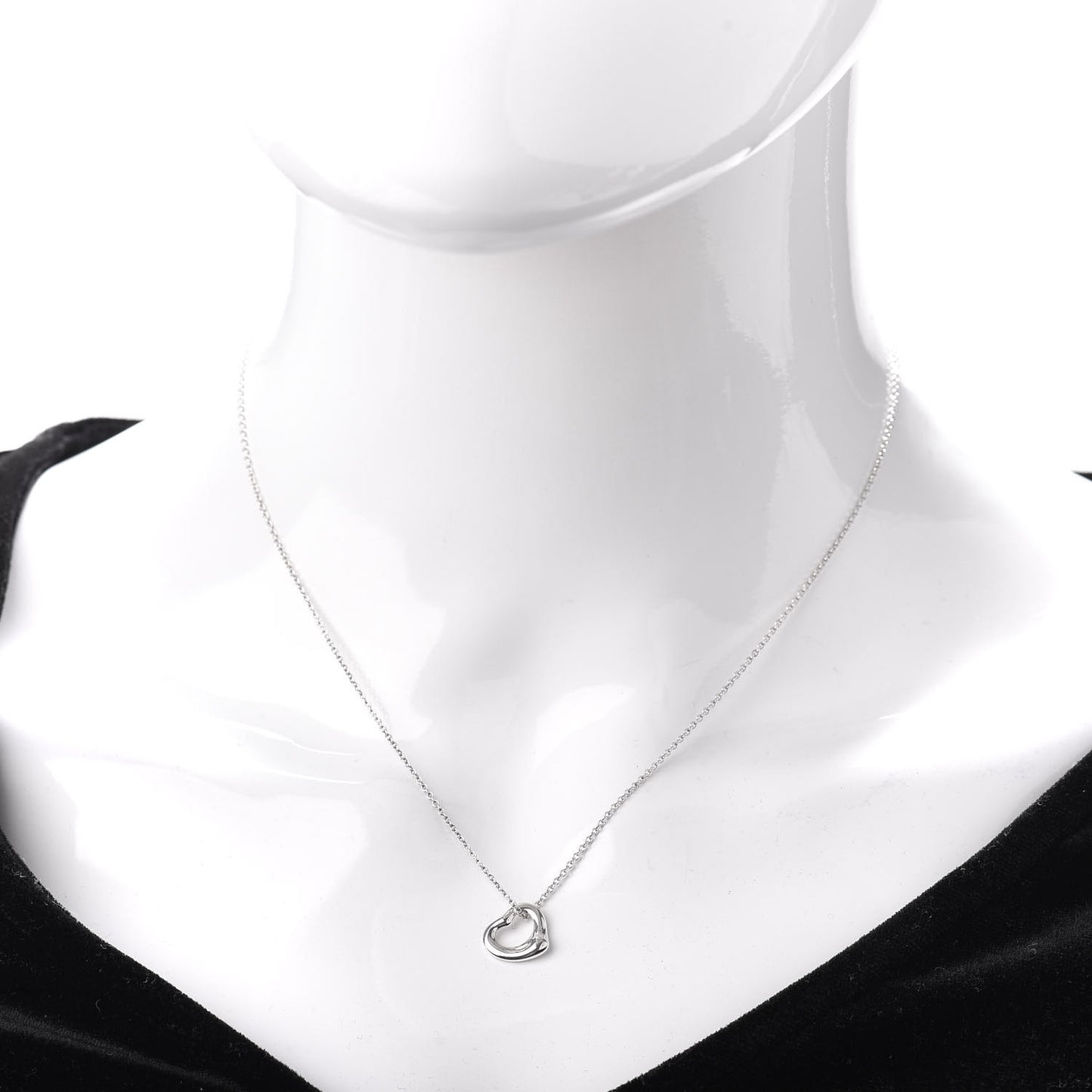 Sterling Silver 11mm Elsa Peretti Open Heart Pendant Necklace