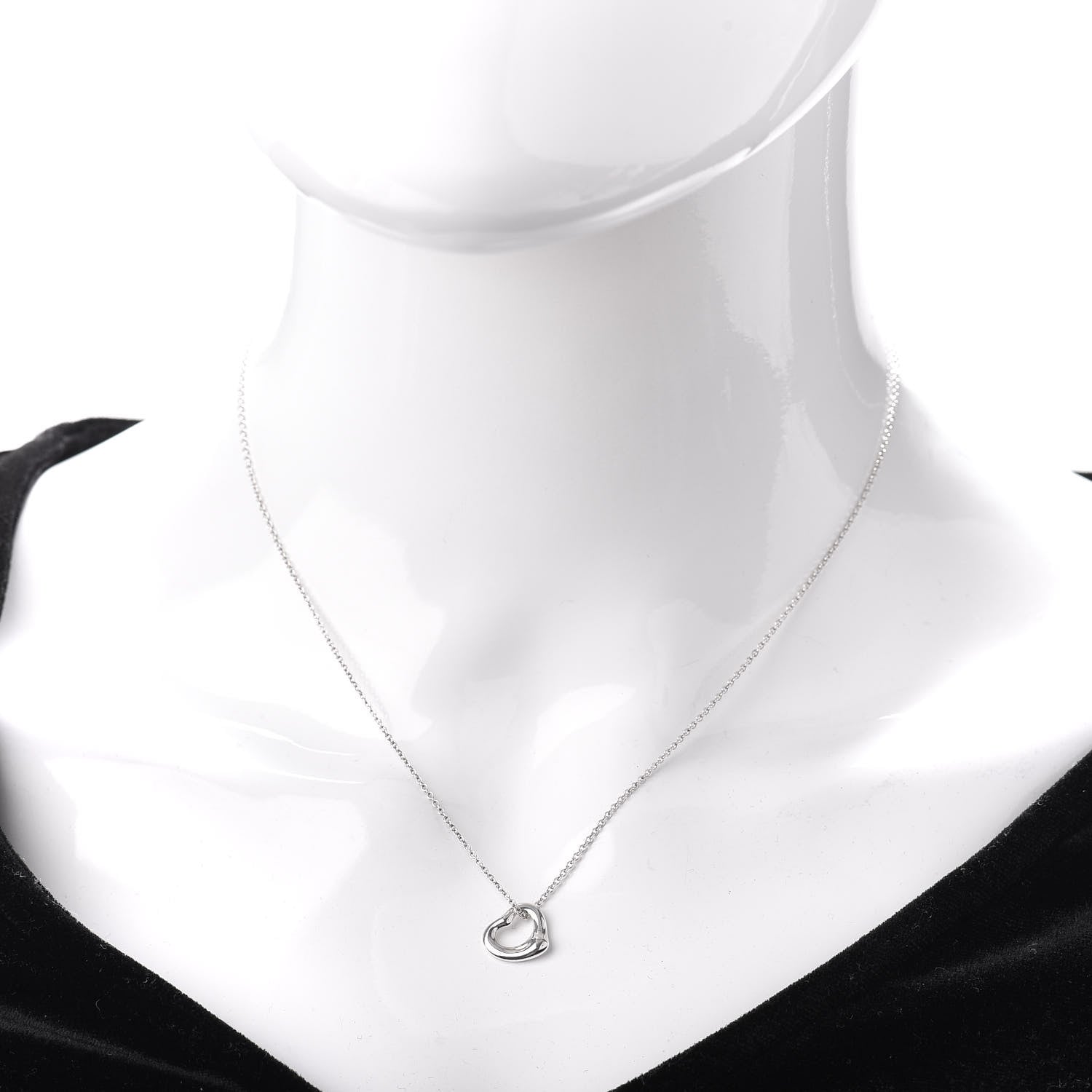 Tiffany Sterling Silver 11mm Elsa Peretti Open Heart Pendant Necklace 2 of 4