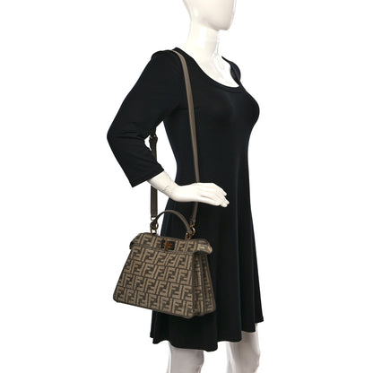 Fendi Chenille Vitello Seta FF Small Peekaboo I SEE U Satchel Tortora Nuvola 2 of 10