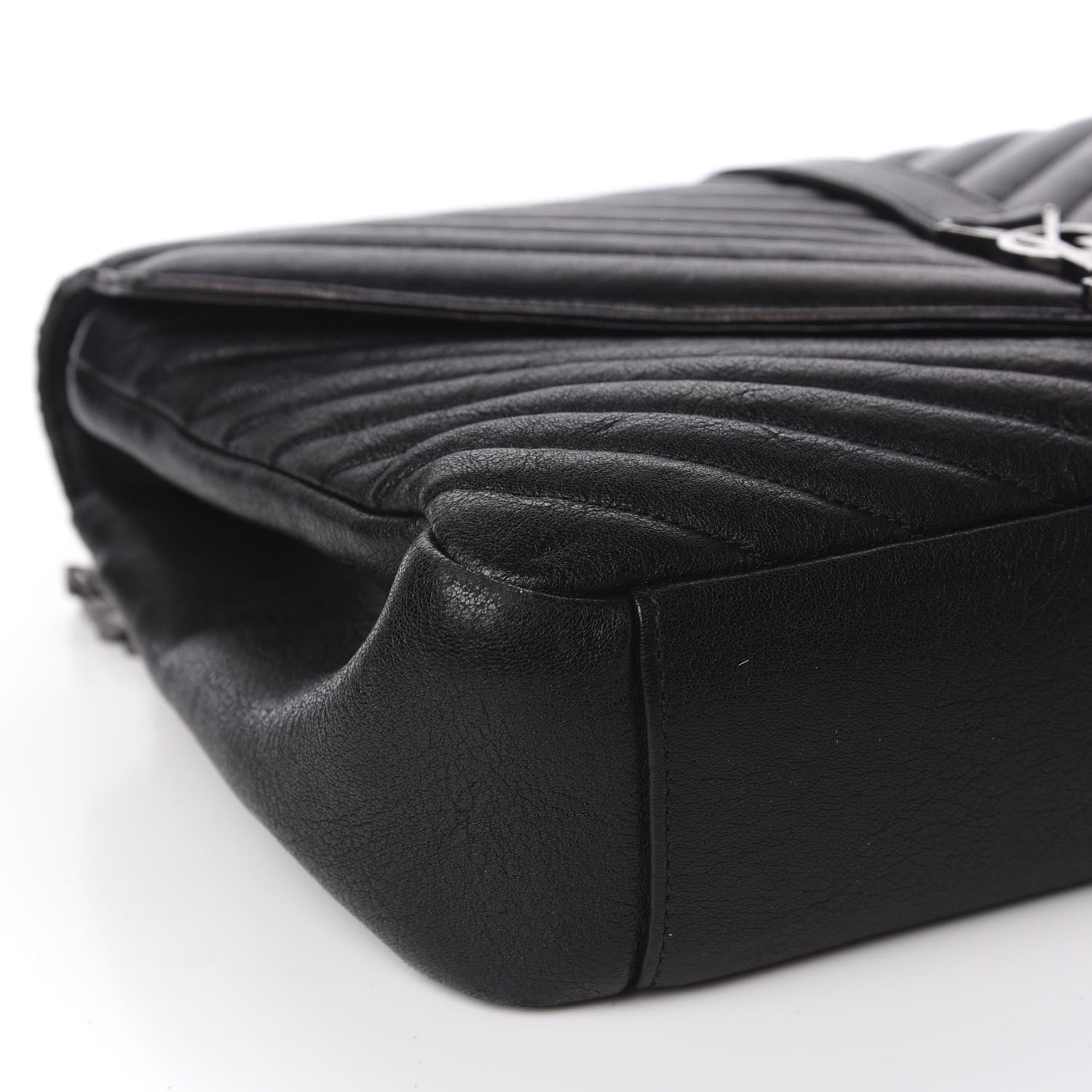 Saint Laurent Sheepskin Matelasse Chevron Monogram Large College Satchel Black 7 of 11