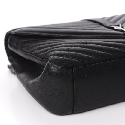 Saint Laurent Sheepskin Matelasse Chevron Monogram Large College Satchel Black 7 of 11