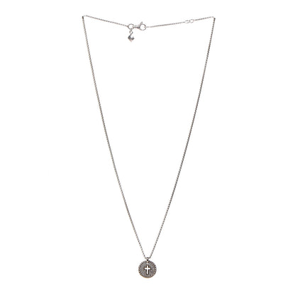 David Yurman Sterling Silver 18K Yellow Gold Diamond Cable Collectibles Cross Charm Pendant Necklace 3 of 6