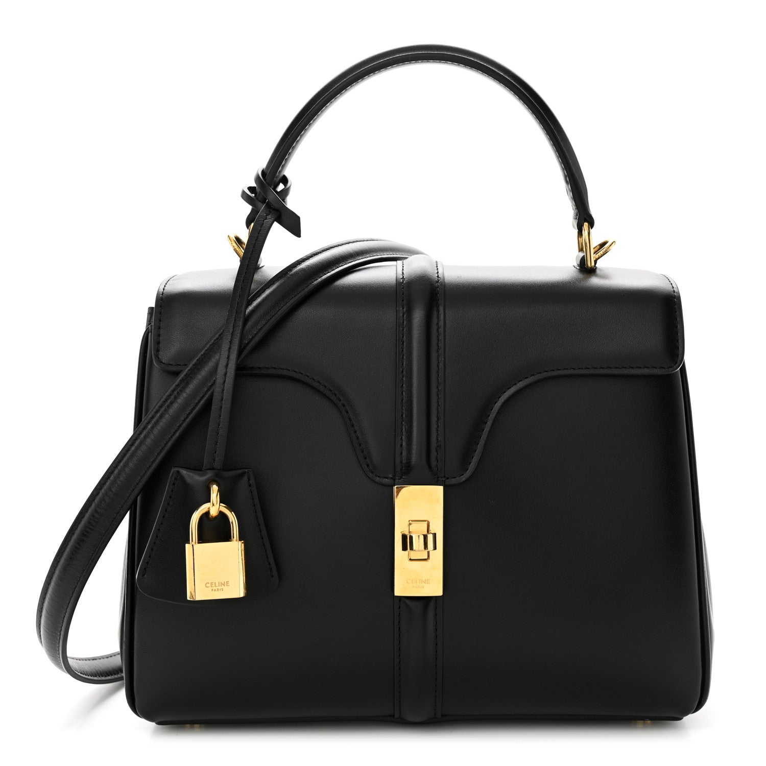 Celine Satinated Calfskin Small 16 Top Handle Bag Black 1 of 10