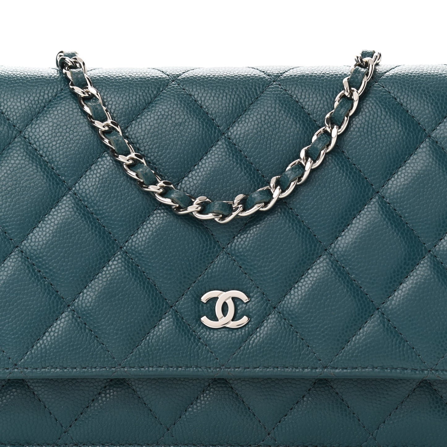 Caviar Quilted Wallet On Chain WOC Turquoise