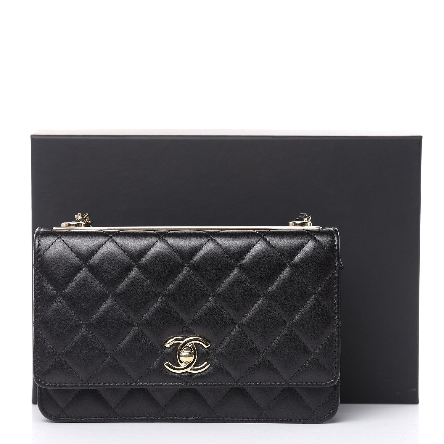 Chanel Lambskin Quilted Trendy CC Wallet On Chain WOC Black 15 of 16