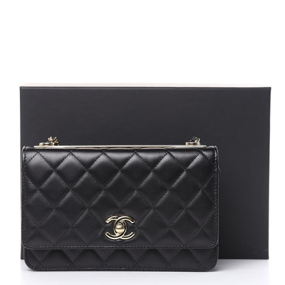 Chanel Lambskin Quilted Trendy CC Wallet On Chain WOC Black 15 of 16