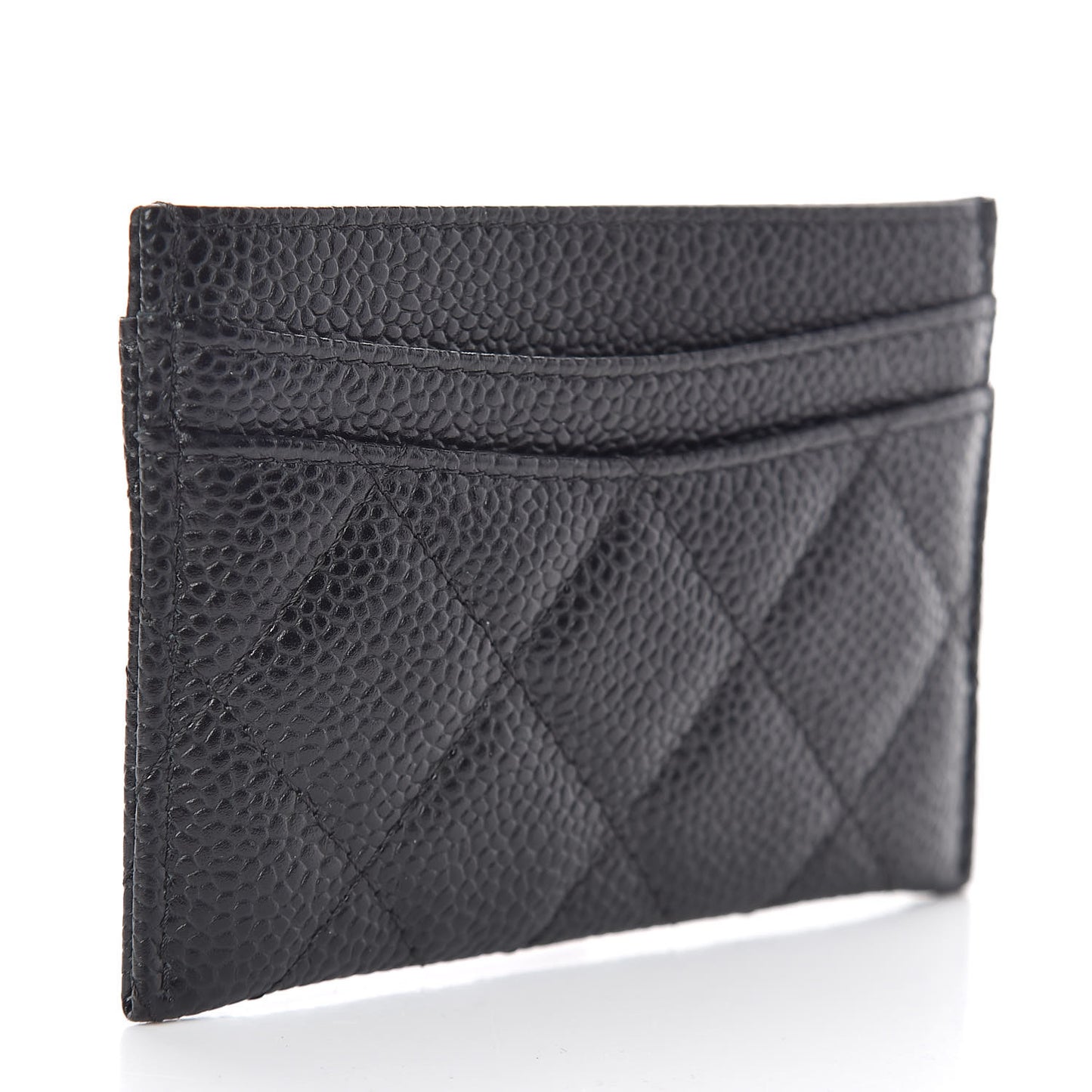 Caviar Quilted Card Holder Black