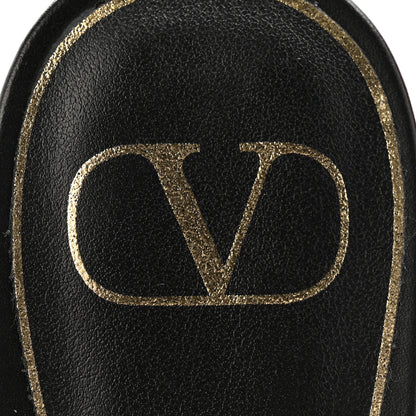 Valentino Garavani Calfskin Roman Stud Flat Slide Sandals 37 Black 8 of 10