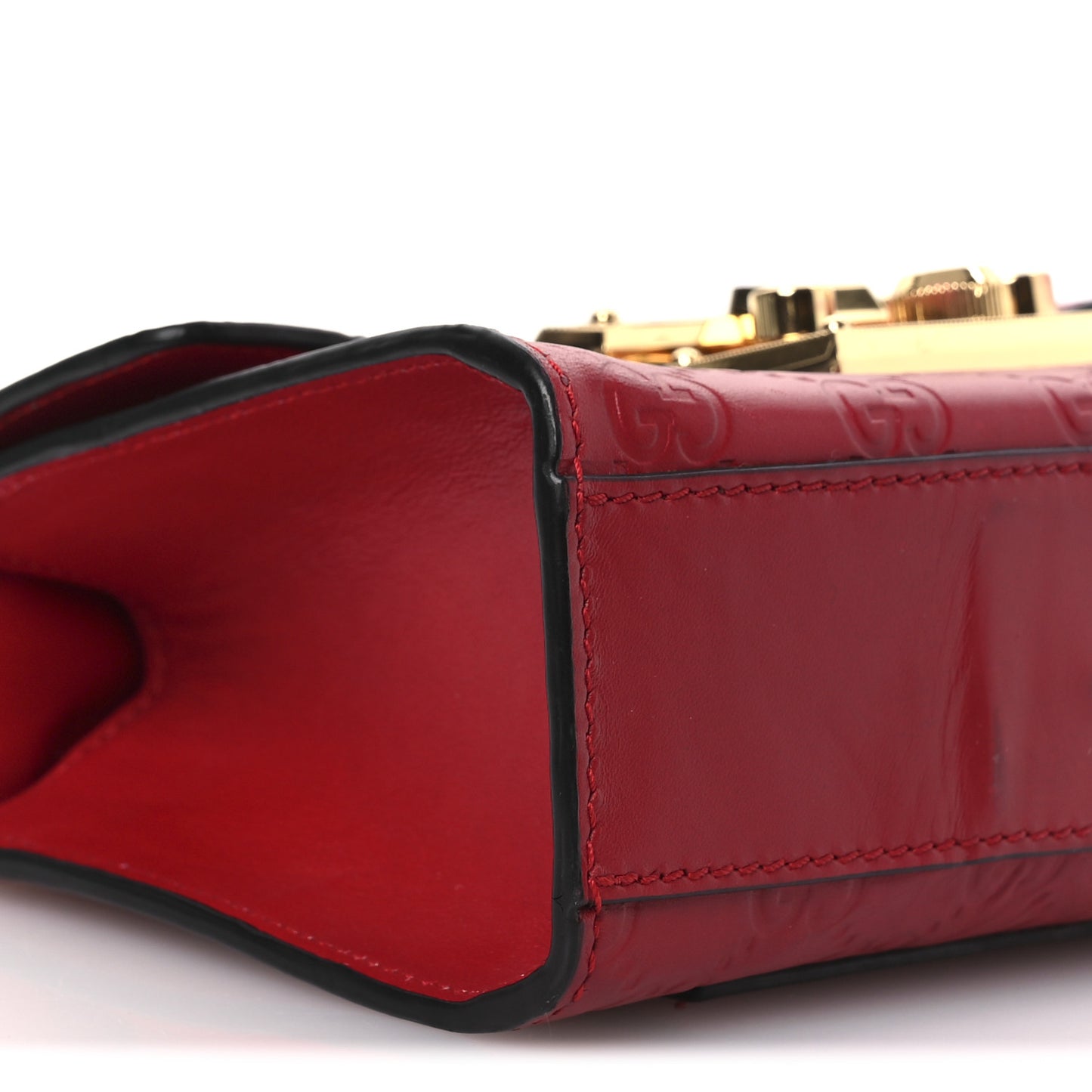 Guccissima Small Padlock Shoulder Bag Hibiscus Red