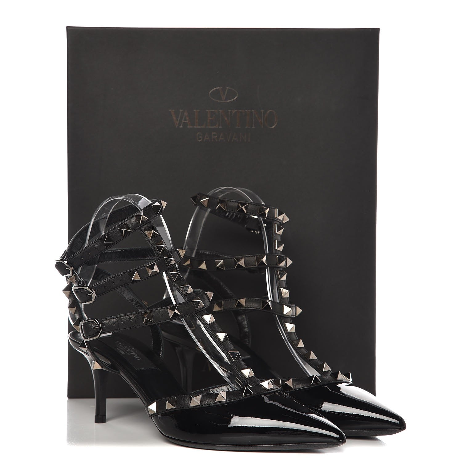 Valentino Garavani Patent Nappa Rockstud Ankle Strap 65mm Pumps 36.5 Black 7 of 7
