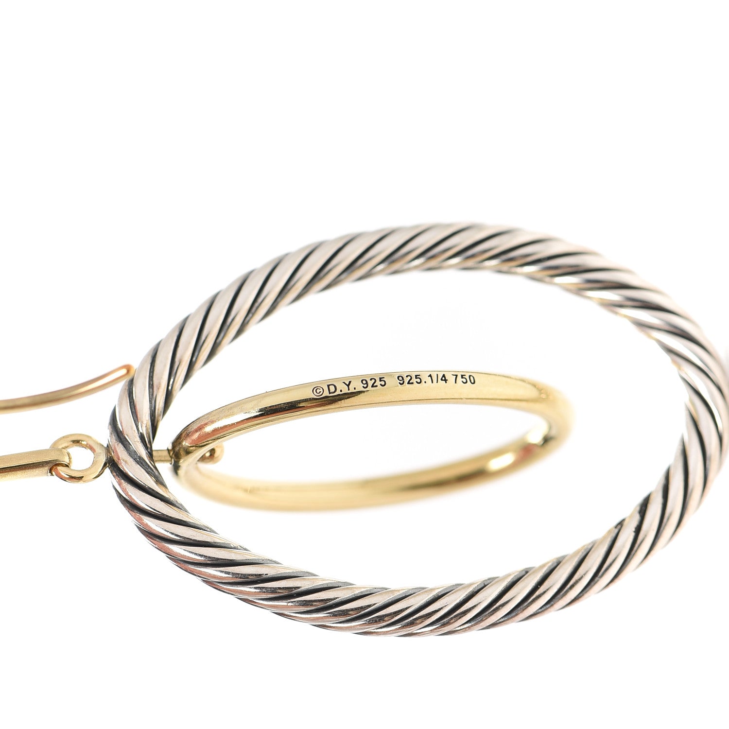 David Yurman Sterling Silver 18K Yellow Gold Mobile Oval Earrings 4 of 4