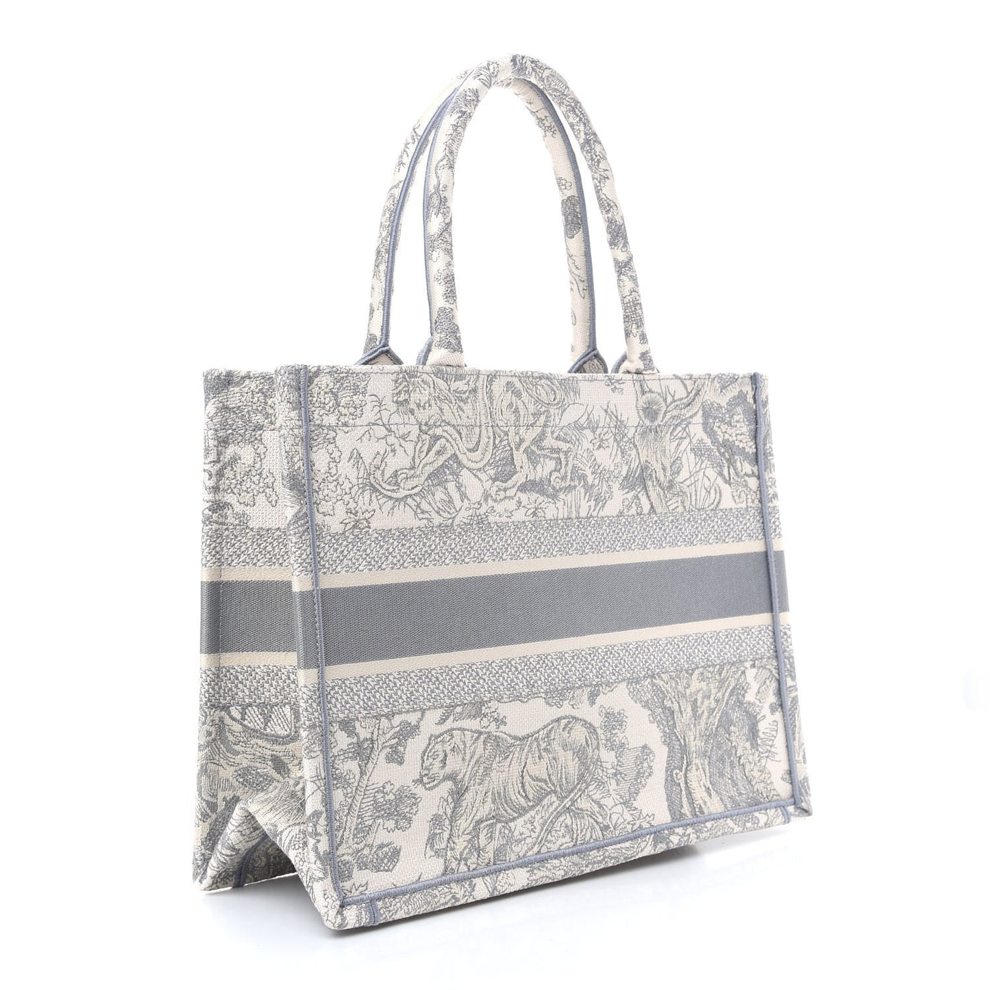 Canvas Embroidered Medium Dioriviera Toile De Jouy Book Tote Gray