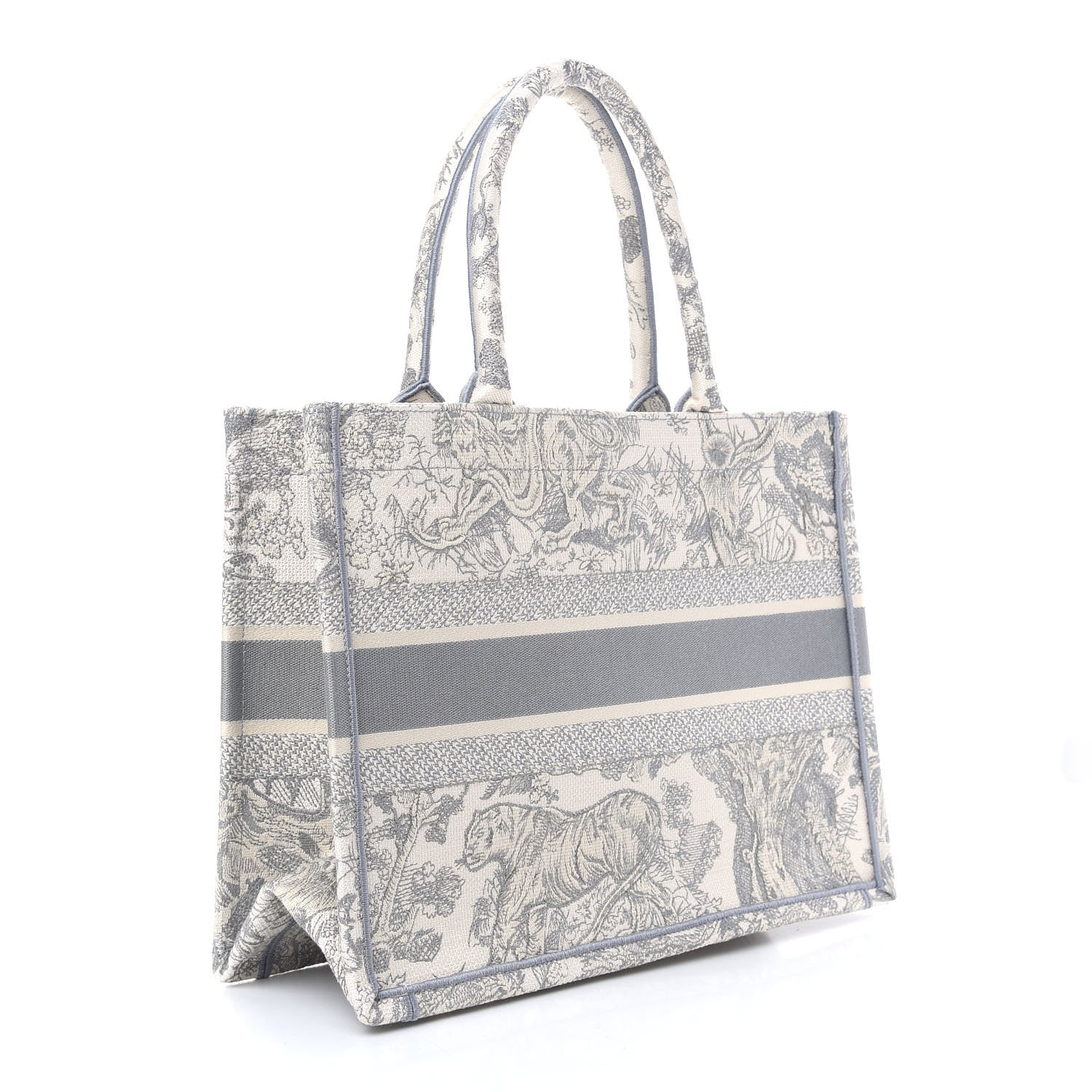 Christian Dior Canvas Embroidered Medium Dioriviera Toile De Jouy Book Tote Gray 3 of 12