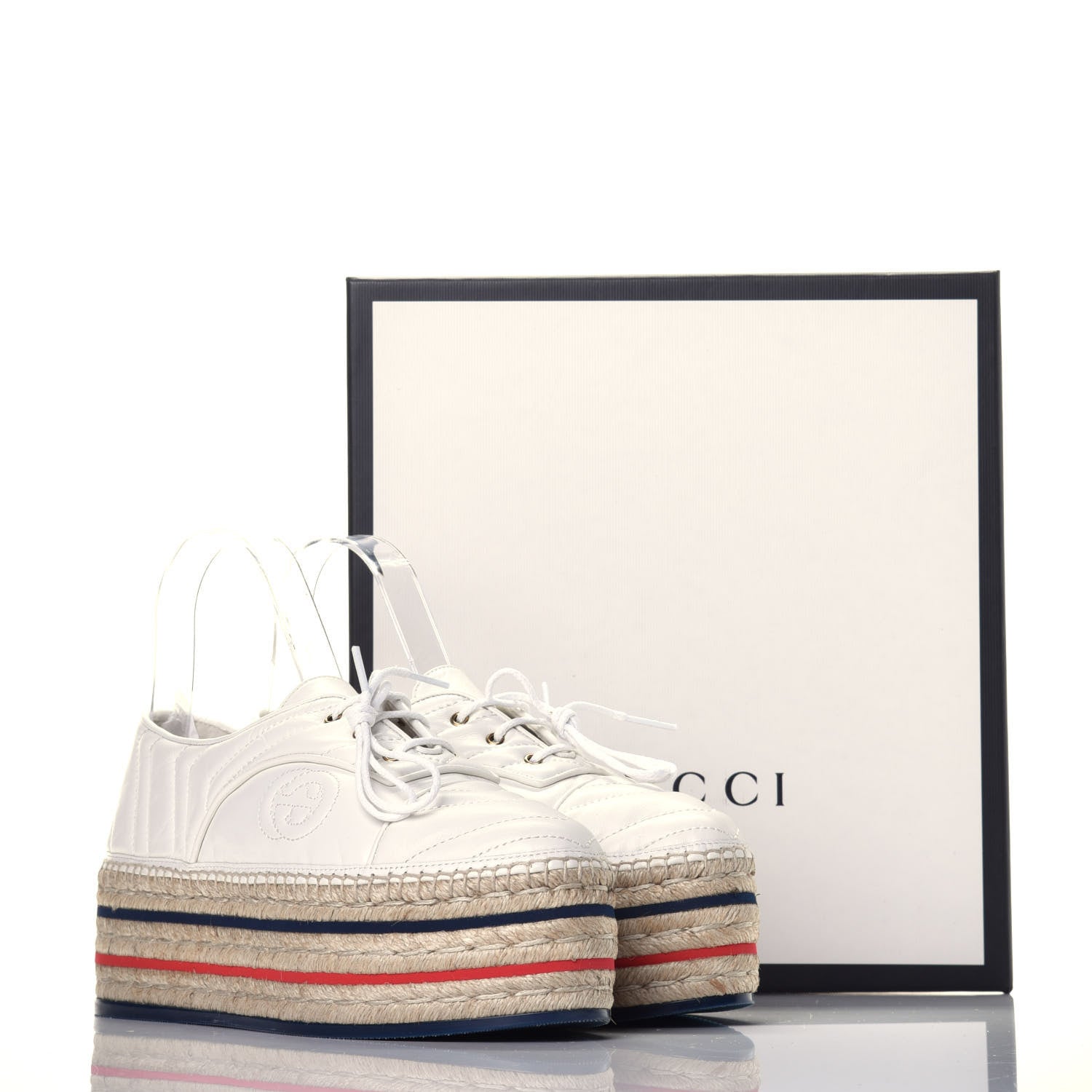 Gucci Nappa Matelasse GG Pilar Flatform Lace-Up Espadrilles 39 Great White 9 of 9