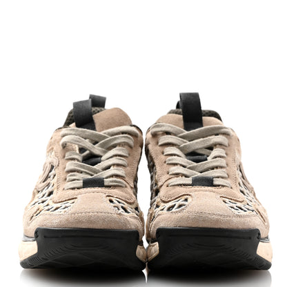 Chanel Suede Calfskin Embroidered CC Sneakers 36 Beige Black 3 of 11