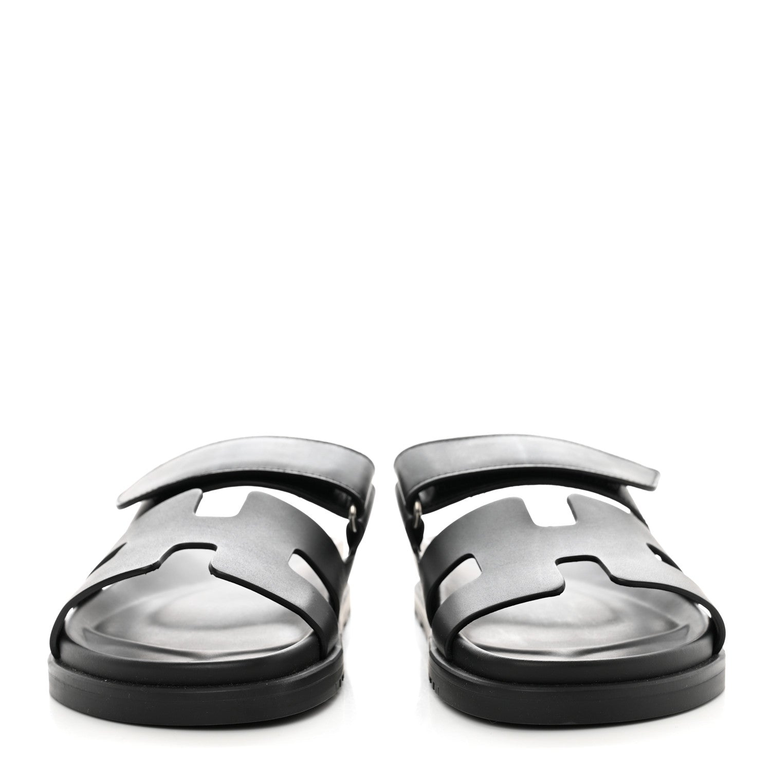 Hermes Calfskin Womens Chypre Sandals 36.5 Black 2 of 8