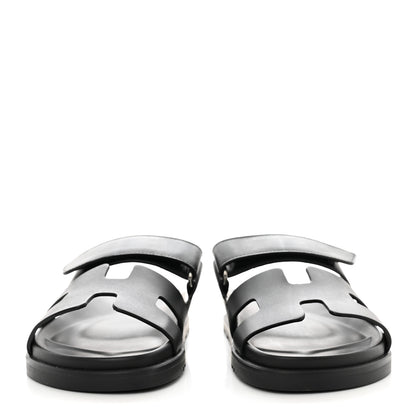 Hermes Calfskin Womens Chypre Sandals 36.5 Black 2 of 8