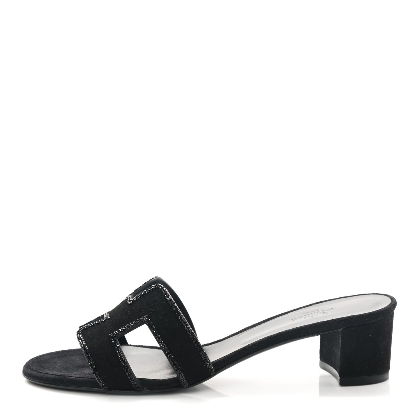 Suede Goatskin Rhinestone Oasis Sandals 37.5 Black