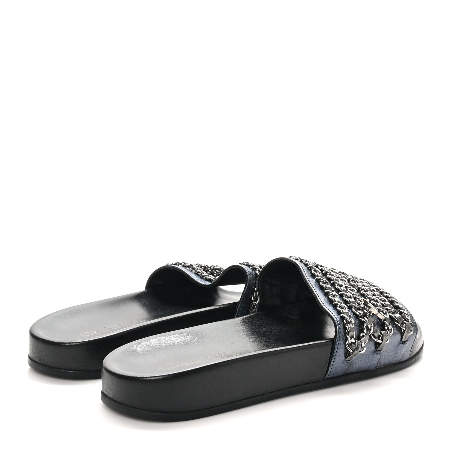 Chanel Fantasy Lambskin Chain Flat Sandals 40 Dark Blue 5 of 10