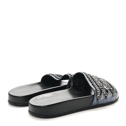 Chanel Fantasy Lambskin Chain Flat Sandals 40 Dark Blue 5 of 10