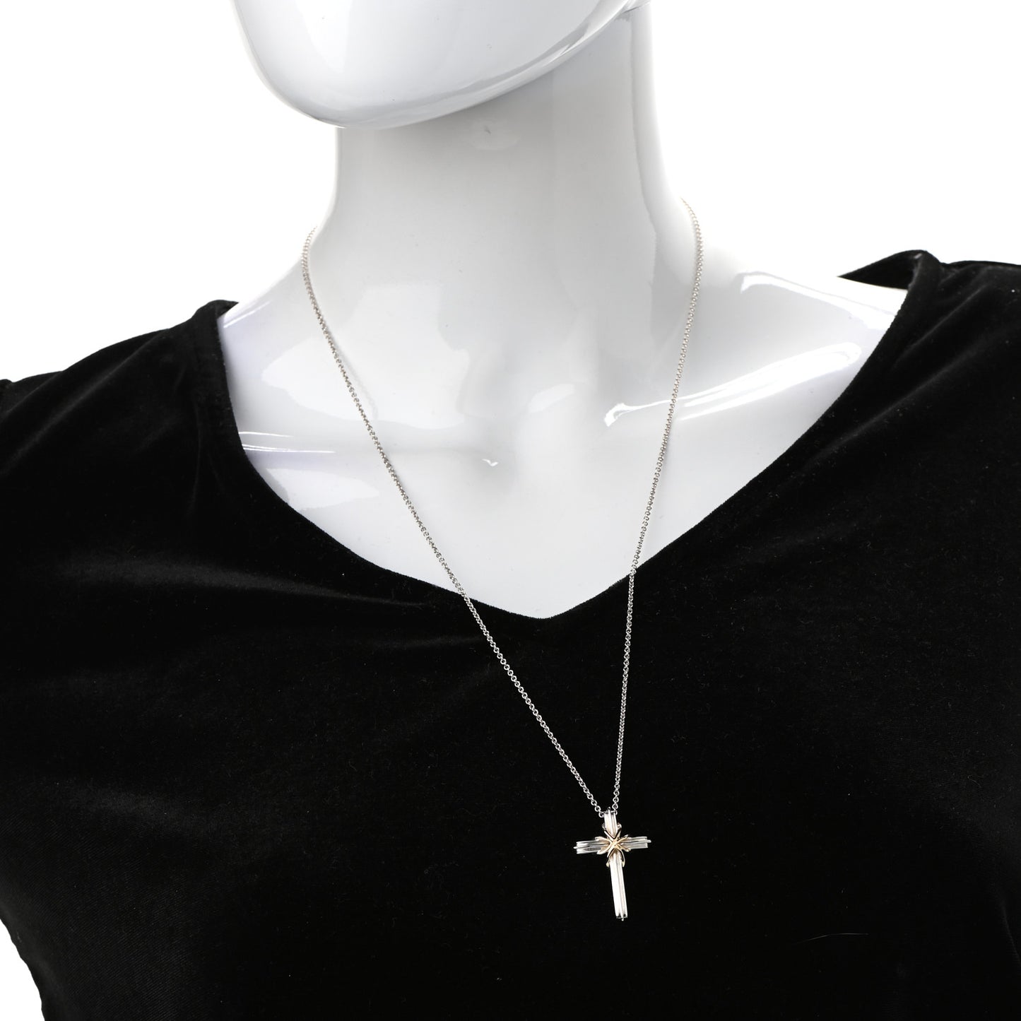Sterling Silver 18K Yellow Gold Cross Pendant Necklace