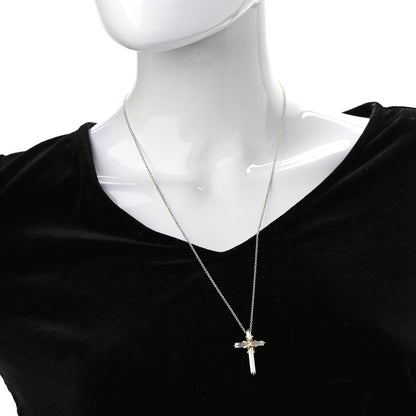 Tiffany Sterling Silver 18K Yellow Gold Cross Pendant Necklace 2 of 7