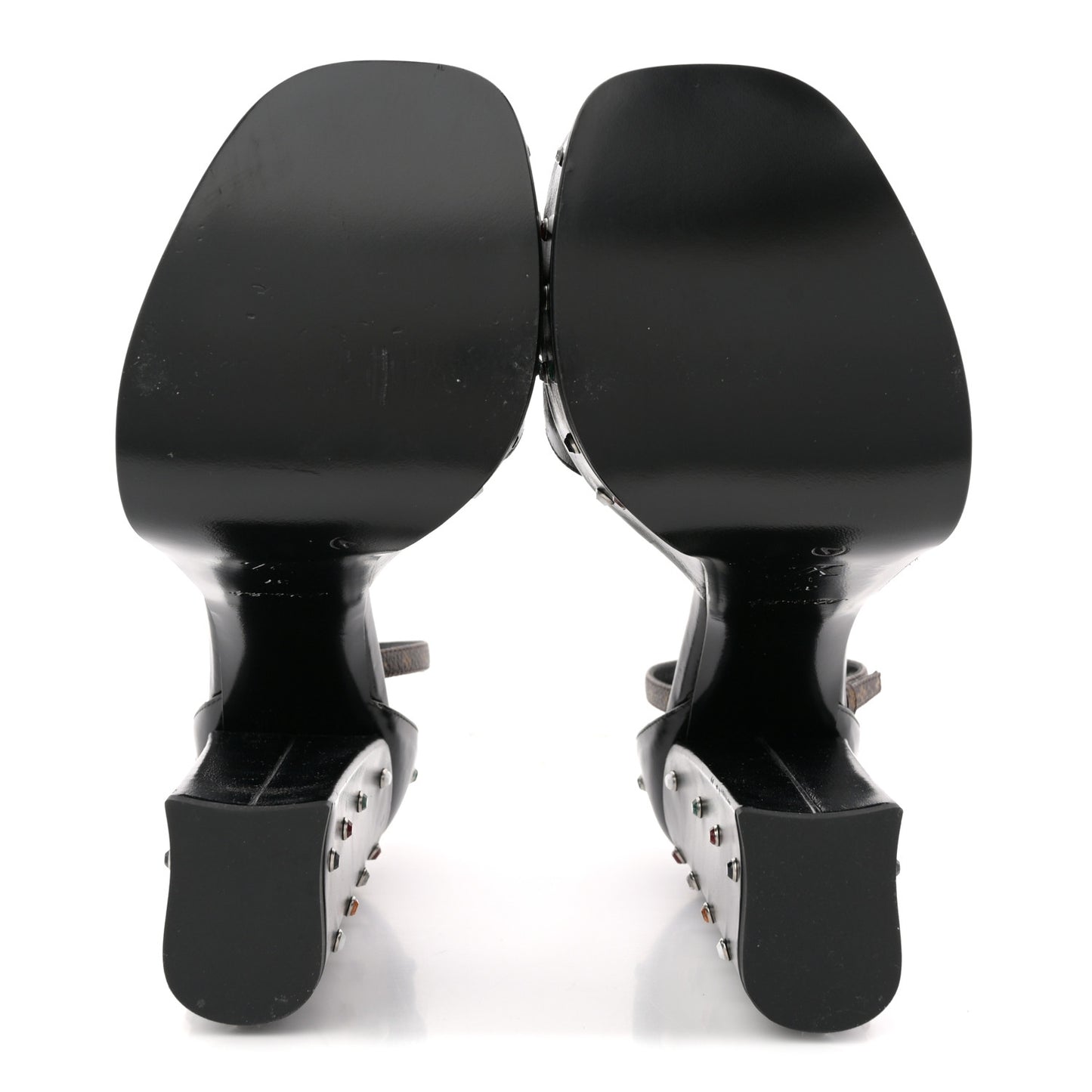 Calfskin Studded Fame Platform Sandals 37 Black