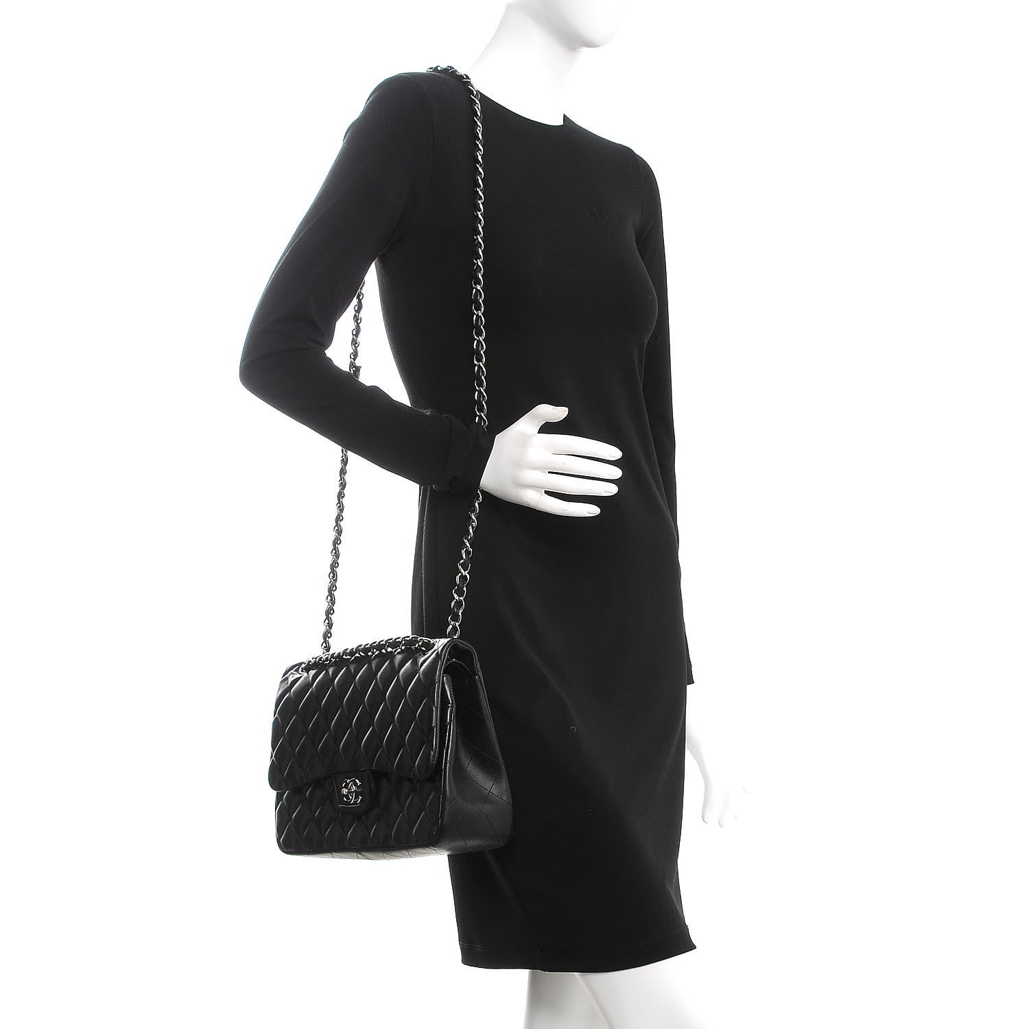 Chanel Lambskin Quilted Jumbo Double Flap Black 2 of 15