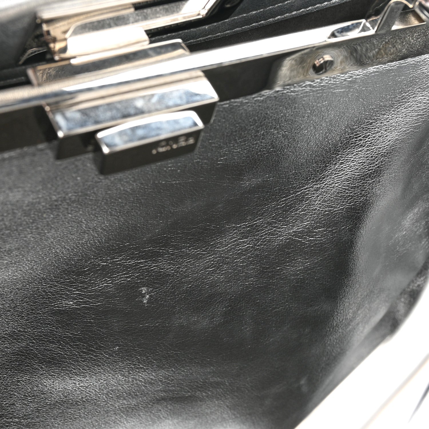 Fendi Vitello Catalan Mirror Medium Peekaboo Iconic Satchel Argento 10 of 14
