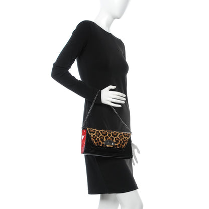 Christian Louboutin Patent Vero Dodat Leopard Clutch Black 2 of 7