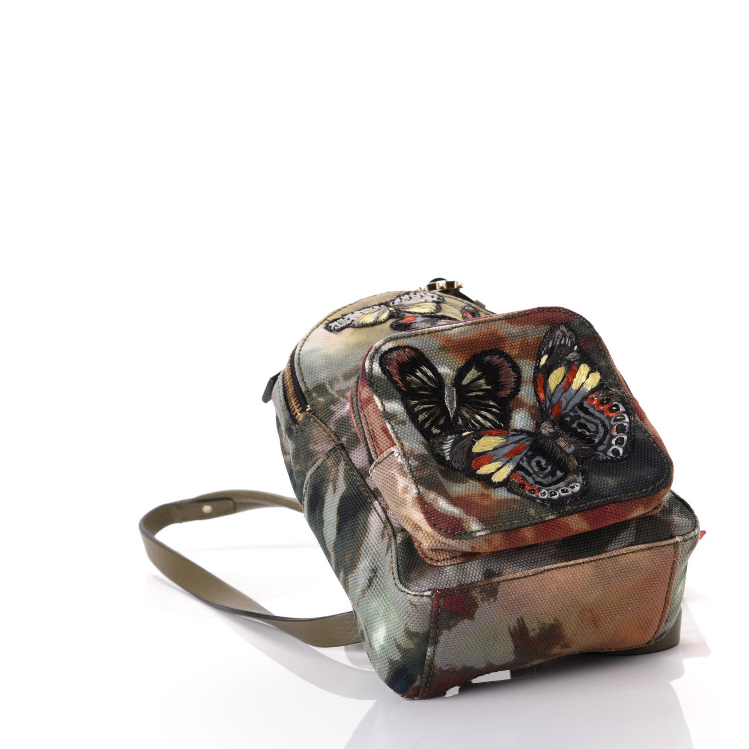 Valentino Garavani Canvas Camouflage Tie Dye Butterfly Mini Backpack Deep Army Green 6 of 14