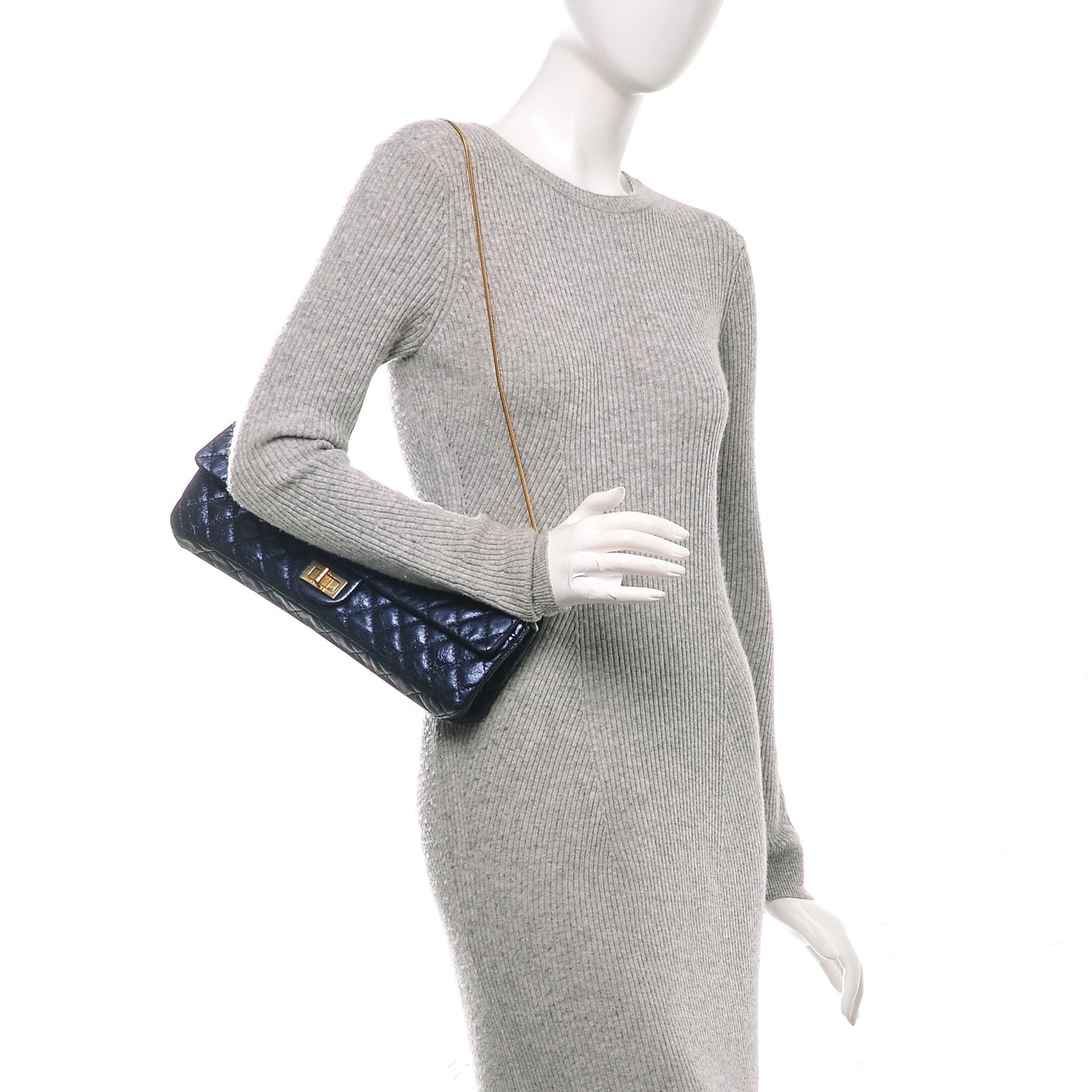 Metallic Calfskin 2.55 Reissue East West Clutch Blue