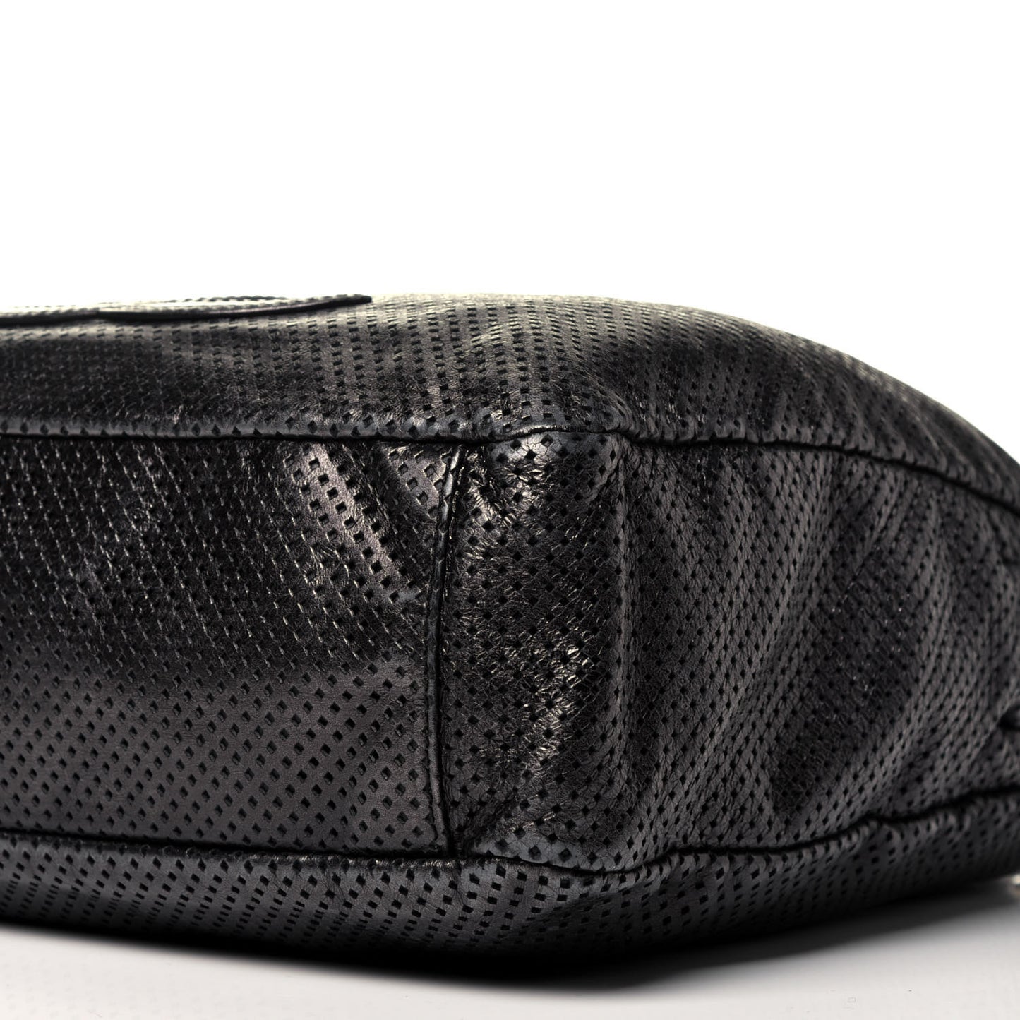 Glazed Calfskin Perforated Medium Rodeo Drive Tote Black