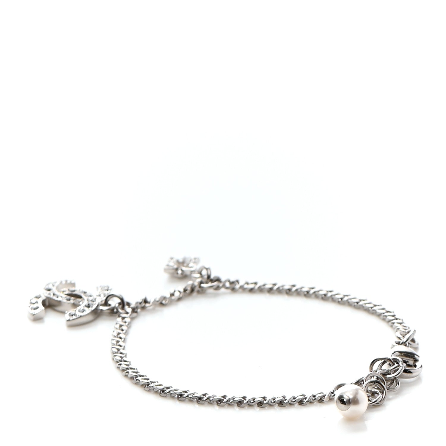 Chanel Crystal Pearl CC Bracelet Silver 3 of 5
