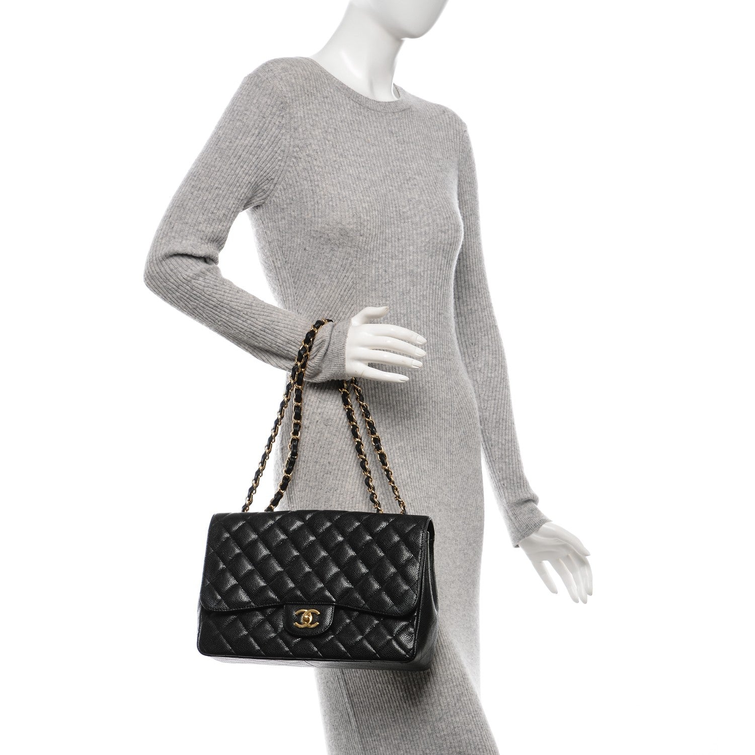 Chanel Caviar Quilted Jumbo Single Flap Black 2 of 7