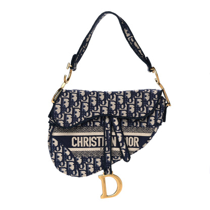 Christian Dior Oblique Embroidered Saddle Bag Blue 1 of 12