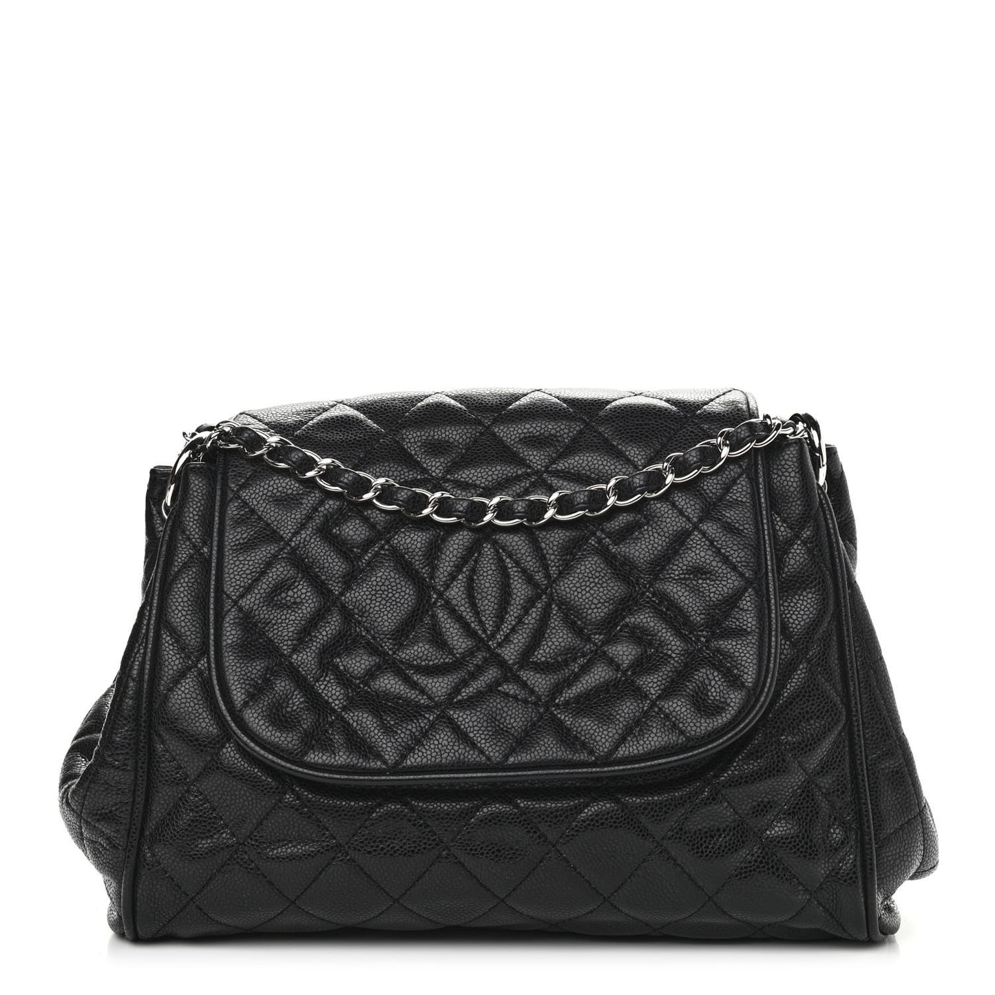Caviar Quilted Timeless Accordion Flap Black