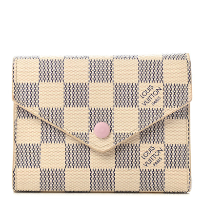 Louis Vuitton Damier Azur Victorine Wallet Rose Ballerine 1 of 8