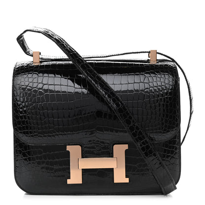 Hermes Shiny Porosus Crocodile Constance 24 Black 1 of 11