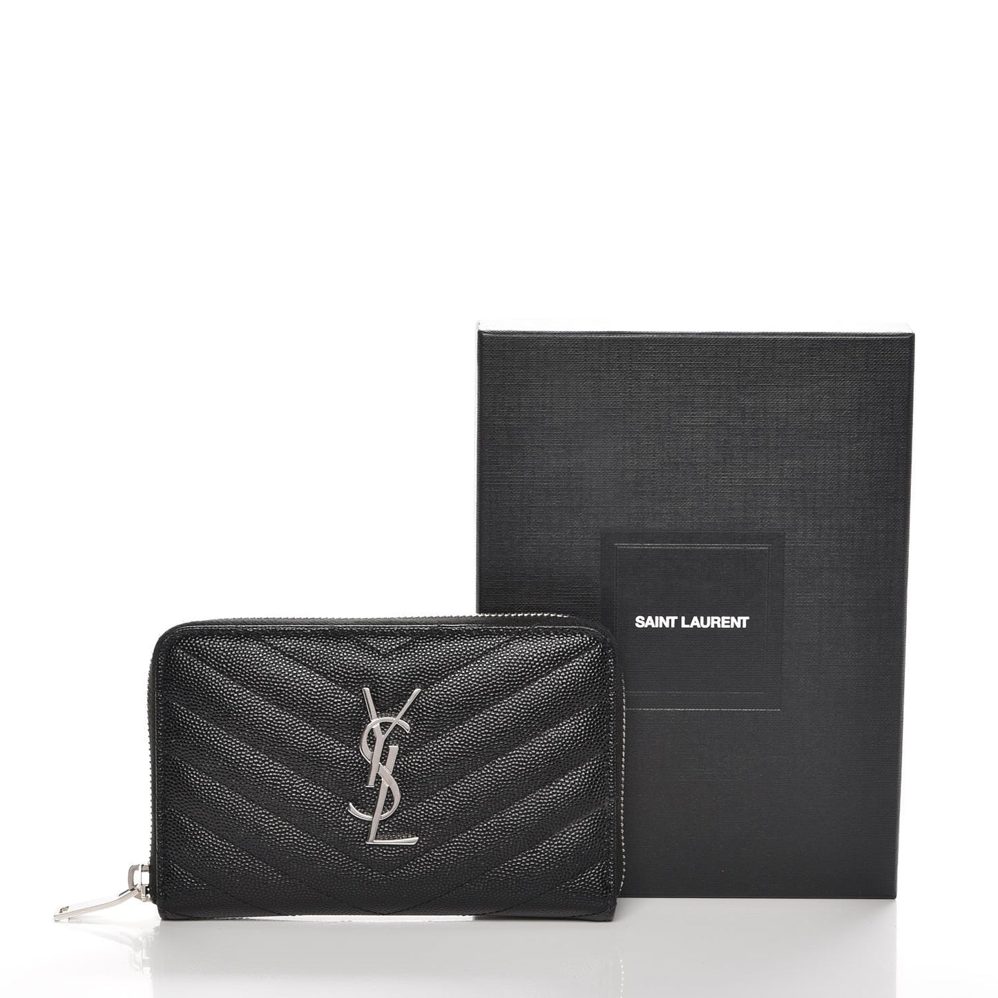 Grain De Poudre Matelasse Chevron Monogram Zip Around Wallet Black