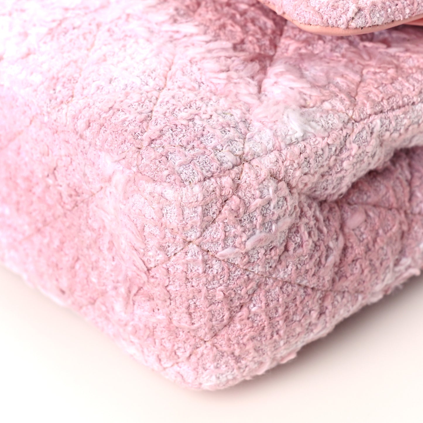 Tweed Medium Double Flap Light Pink White