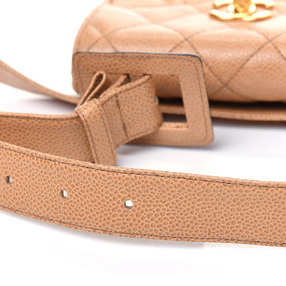 Chanel Caviar Quilted Flap Belt Bag Clutch 85 34 Beige 20 of 21