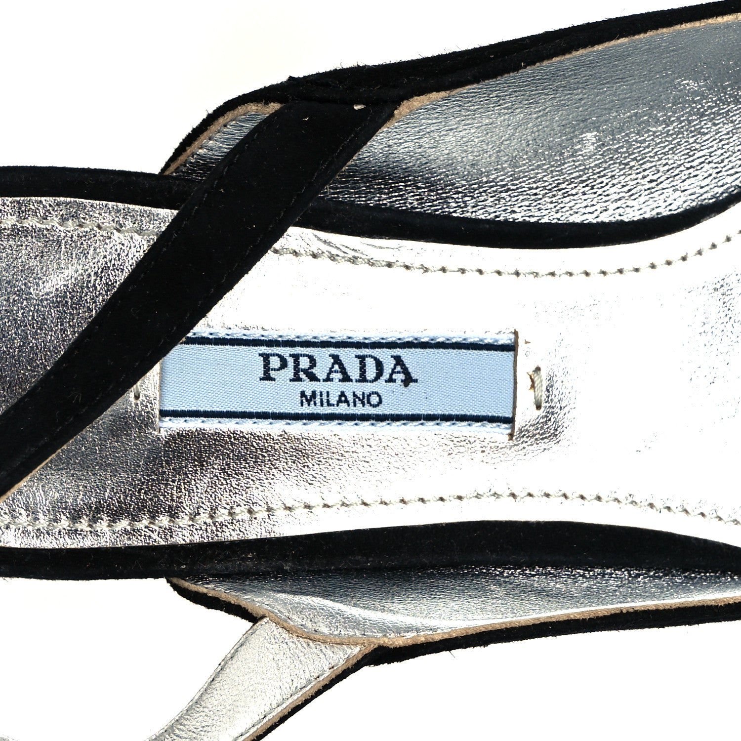 Prada Suede Crystal Block Heel Slingback Pump 37 Black 8 of 10