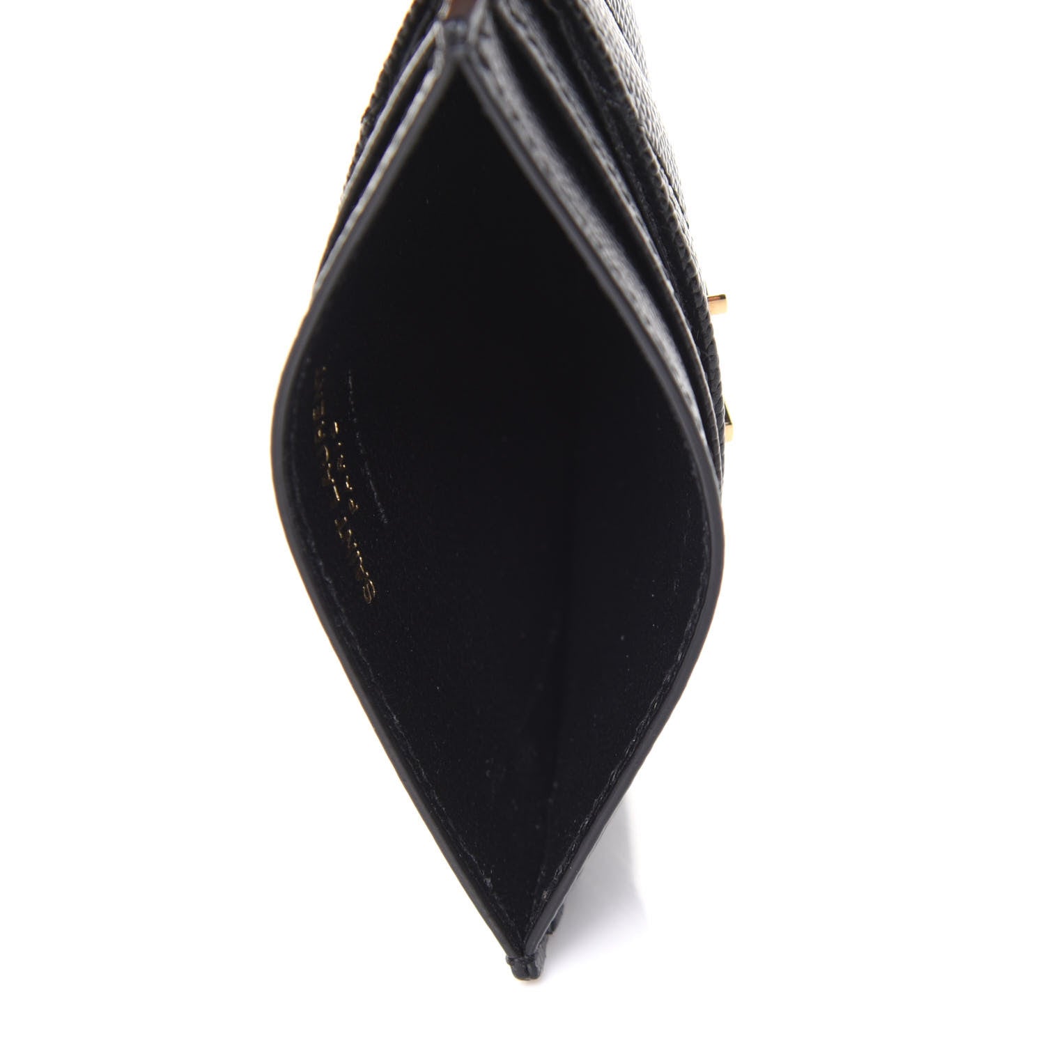 Saint Laurent Grain De Poudre Matelasse Chevron Monogram Credit Card Case Black 5 of 7