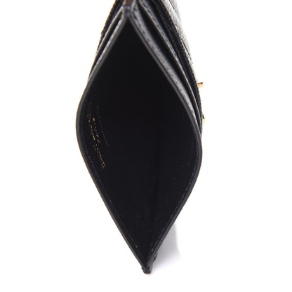 Saint Laurent Grain De Poudre Matelasse Chevron Monogram Credit Card Case Black 5 of 7